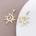 Gold-plated sun spiral pendant charm for DIY necklace and earring jewelry making accessories. - Smooth Rhinestone Sun Pendant (T3292) / 1 Piece/Pack (29x21x2mm)