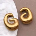 Pendentifs lettres bombées plaqué or en acier inoxydable accessoires bijoux DIY mignons. - Style Lettre G (T3095-G) / 1 Pièce (14x18x6mm) / Or