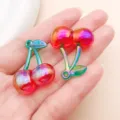 Colorful acrylic cherry charms pendant DIY jewelry making accessories cute sweet style decor - Large 3D Cherry (27856) / 1 Piece (32x26x12mm) / Red Plated