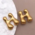 Composant de bijoux en acier inoxydable lettre H gonflée dorée, accessoire mignon. - Style Lettre H (T3095-H) / 1 Pièce (15.5x18x6mm) / Or