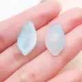 Light blue glass leaf pendant beads DIY jewelry making accessories for handmade crafts - Lotus Petal (21974)