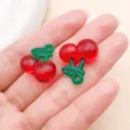 Mini acrylic cherry pendants charms for DIY handmade jewelry crafting, cute red fruit design. - 3D Cherry (27858) / 1 Piece (19x19x9mm) / Red