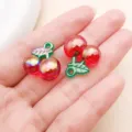 Acrylic rainbow cherry pendant diy jewelry accessory variant red color for crafting - 3D Cherry (27859) / 1 Piece (19x19x10mm) / Red Plated