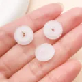 Cuentas colgantes de anillo Ping An Kou de vidrio blanco para pulsera collar accesorios - Hebilla de la paz estilo chino (26795)