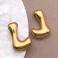 Acier inoxydable plaqué or 3D bulle alphabet DIY bijoux charms et accessoires pendentifs - Style Lettre L (T3095-L) / 1 Pièce (12x18x5mm) / Or