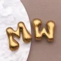 Acier inoxydable plaqué or 3D lettre bulle M et W DIY accessoire de bijoux pendentif - Style Lettre M (T3095-M) / 1 Pièce (20.5x18x6mm) / Or