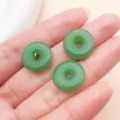 Colgante de anillo donut Pingankou de vidrio verde accesorio de joyería para pulsera collar DIY - Hebilla de la paz estilo chino (26799)