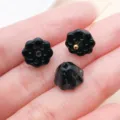 Black flower glass beads DIY jewelry making accessories charm pendant findings craft component. - Lotus Seed (26742)