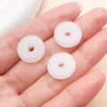 Cuentas de hebilla de seguridad de vidrio blanco colgante donut pulsera collar joyas - Hebilla de la paz estilo chino (26800)