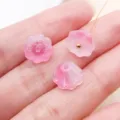 Pink gradient glass lotus flower beads for DIY hair stick jewelry making accessories - Lotus Seed (26744)