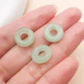Cuentas de anillo de vidrio verde claro estilo Ping An Kou para pulseras collares DIY 3ud - Cuenta de gran agujero estilo chino Donut (26817)