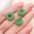 Cuentas de colgante hebilla de seguridad vidrio verde accesorios de joyería DIY - Cuenta de gran agujero estilo chino Donut (26818)