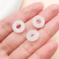 Colgantes de hebilla de seguridad de vidrio esmerilado blanco, accesorios de joyería DIY 3pcs - Anillo de Donut con Agujero Grande Estilo Chino (26819)
