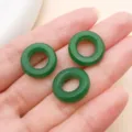 Cuentas de anillo donut de vidrio verde para joyas hechas a mano DIY pulseras collares - Anillo de Donut con Agujero Grande Estilo Chino (26821)