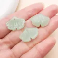 Colgantes de hoja de ginkgo de vidrio de jade verde accesorios de joyería DIY - Hoja de Ginkgo (26858)