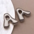Pendentif lettre bulle 3D en acier inoxydable accessoire de bijoux DIY argenté - Style Lettre A (T3096-A) / 1 Pièce (18x18x6mm) / Acier