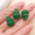 Cuentas de vidrio verde con forma de calabaza accesorios de joyería DIY para pulseras y collares. - Calabaza Grande (26907)