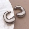 Acier Inoxydable Argent Bulle Forme C Lettre Boucle D'Oreille Bijou Tendance - Style Lettre C (T3096-C) / 1 Pièce (14x18x6mm) / Acier