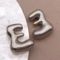 Charm Lettre Bouffie en Acier Inoxydable 3D Ballon Alphabet Accessoire Bijou DIY - Style Lettre E (T3096-E) / 1 Pièce (14.5x18x6mm) / Acier