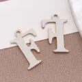 Ανοξείδωτο μεταλλικό γράμμα DIY charms μενταγιόν, αξεσουάρ κοσμημάτων σε ασημί χρώμα. - Μενταγιόν Κεφαλαίο Γράμμα F (T2195-F) / 1 Τεμάχιο (12x8x1mm) / Χρώμα Ατσαλιού