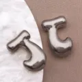 Pendentif lettre bulle en acier inoxydable, mignon accessoire de bijou DIY 3D. - Style Lettre J (T3096-J) / 1 Pièce (11x18x5mm) / Acier