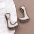 Accessoire bijou lettre L bulle en acier inoxydable, pendentif DIY poli argent. - Style Lettre L (T3096-L) / 1 Pièce (12x18x5mm) / Acier
