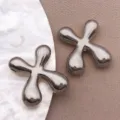 Pendentif croix gonflée en acier inoxydable lettre X breloque DIY bijoux brillant chic - Style Lettre X (T3096-X) / 1 Pièce (17x18x5mm) / Acier