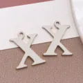 Κρεμαστό Γράμμα X από Ατσάλι Ασημί Μεταλλικό Στοιχείο DIY Αξεσουάρ Κοσμημάτων - Κεφαλαίο Γράμμα X (T2195-X) / 1 Τεμάχιο (12x10x1mm) / Χρώμα Ατσαλιού
