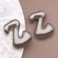 Pendentif lettre Z gonflée en acier inoxydable accessoire bijoux DIY argent poli 1pc - Style Lettre Z (T3096-Z) / 1 Pièce (13x18x5mm) / Acier