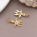 Gold Plated Turtle Pendant Zirconia DIY Jewelry Accessories Charm For Necklace Earrings - 1 Piece/Pack (18x10x2.3mm)