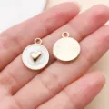 DIY perle blanc coeur alliage charme pendentif or couleur bijoux fabrication lot 2pcs - Pendentif Cœur Rond Émaillé (28019) / 1 Pièce (17x14x3mm)
