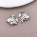 Ανοξείδωτα μεταλλικά κρεμαστά ψαριών DIY αξεσουάρ κοσμημάτων με θαλάσσια ζώα σχέδια - Μεγάλο Κοίλο Θαλάσσιο Τροπικό Ψάρι (TA431) / Συσκευασία 1 Τεμαχίου (17x18x6mm) / Χρώμα Ατσαλιού