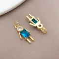 DIY vergulde blauwe zirkoon jongen meisje sieraden bedel hanger voor ketting armband - Vierkante Blauwe Zirkoon Jongen Hanger (T3451)