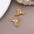 18k gold plated zircon fish tail pendant DIY necklace earrings jewelry accessories - 1 Piece/Pack (17x14x5mm)