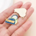 Emaillierter Tennis Schlaeger Anhaenger Schmuck DIY Zubehoer goldene Metall Sportart - 1 Stück (22x24mm)