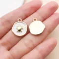 Alliage doré perle blanche pendentif charme tortue accessoire bijoux DIY porte-clés collier - Pendentif Tortue d'Océan Émaillé (28021) / 1 Pièce/Pack (18.5x15x3mm)