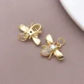 Vergoldete Zirkon Biene Anhänger, glänzende 18k Gold DIY Schmuck Zubehör Accessoires. - Zirkonia Bienen Anhänger (T3437)
