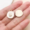 DIY alliage pendentif de la série océan bijoux émail blanc nacré motif rayon de soleil doré - Pendentif Conque d'Océan Émaillé (28024)