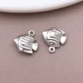 Κρεμαστό Ψάρι από Ανοξείδωτο Ατσάλι DIY Κοσμήματα Ασημί Ζώο Γούρι για DIY Χειροτεχνίες - Μικρό Τροπικό Ψάρι(T3490) / Συσκευασία 1 Τεμαχίου (13x12x4mm) / Χρώμα Ατσαλιού