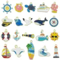 20 Stk. Ozean Thema Emaillierte Anhänger Nautische Muschel Schildkröte Segelboot DIY Schmuck - Emaille Ozean Nautische Serie Set (SN1694) / 20er Set