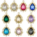 9 Farben Glas Edelstein Hohl Tropfen Anhänger DIY Schmuck für Halskette Armband - Mischfarbe (SN1702) / 10er Pack
