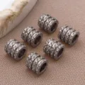 Edelstahl Große Loch Röhre Abstandhalter Perlen für DIY Armband Halskette Schmuck Zubehör - Netzstruktur Perle (T2154) / 1 Stück (5x5x5mm 3mm Loch) / Stahlfarben