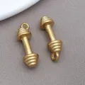 Stainless steel gold dumbbell pendants for DIY jewelry making bracelet keychains accessories. - T2839 Weightlifting Dumbbell Style / 8x23x8mm / Gold