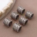 Edelstahl Röhrchen Abstandsperlen für DIY Schmuckherstellung, Armband Halskette Zubehör. - Netzstruktur Perle (T2155) / 1 Stück (6x6x6mm 4mm Loch) / Stahlfarben