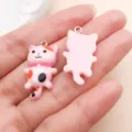 Roze hars kat hangtjes met oogje, schattige DIY bedels voor handgemaakte armband accessoires. - Kat met Lange Staart (15305) / 1 Stuk/Verpakking (15x28mm) / Roze