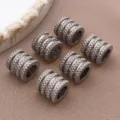 Edelstahl Grosse Loch Rohrenperlen Abstandshalter fur DIY Schmuckherstellung Armband - Netzstruktur Perle (T2156) / 1 Stück (8x8x8mm 5mm Loch) / Stahlfarben