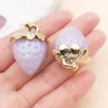Purple acrylic resin strawberry charms with gold leaves for DIY jewelry making and earrings - Solid Purple AB Color