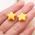Pendentifs charms étoile 3D en résine jaune pour la création de bijoux faits main DIY. - Étoile Mate en Résine Jaune (17158)