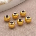 Perline Distanziatrici in Acciaio Inossidabile Dorato, Sfera Rotonda DIY Bracciale - Perla Solida (T2165) / 1 Pezzo (4x4x3.5mm) / Placcato Oro Sottovuoto