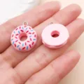 Roze hars donut bedels voor DIY armbanden, schattige miniatuur voedsel sieraden onderdelen. - Ronde Donut (17184)